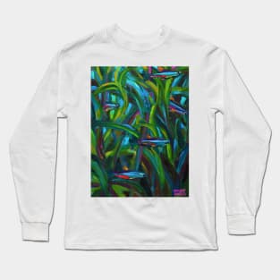 Neon Tetras Swimming in Seaweed by Robert Phelps Long Sleeve T-Shirt